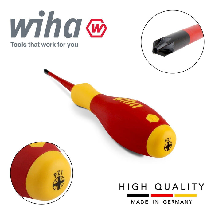 Wiha 35395 PZ1 Pozidriv SoftFinish Screwdriver SlimFix VDE