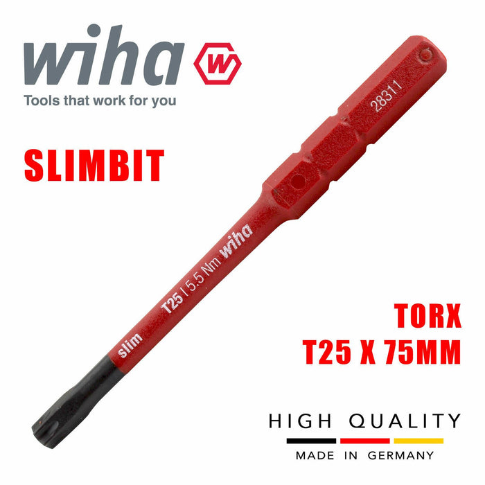 Wiha 36071 Slimbit Screwdriver SlimVario PZ SL PH Torx HEX 75mm 1000v VDE Electrician Torx T25