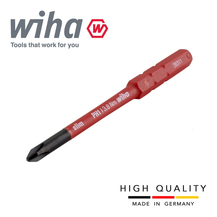 Wiha 34583 Slimbit Screwdriver Phillips PH1 Head 75mm 1000v VDE Electrician