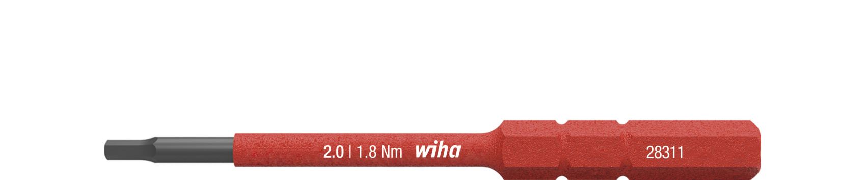 Wiha 37223 Slimbit Hex Screwdriver 2.0mm Hexagon Head 1000v VDE Electrician 75mm