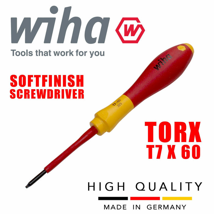 Wiha 03762 Torx Screwdriver T7 x 60mm VDE Electricians