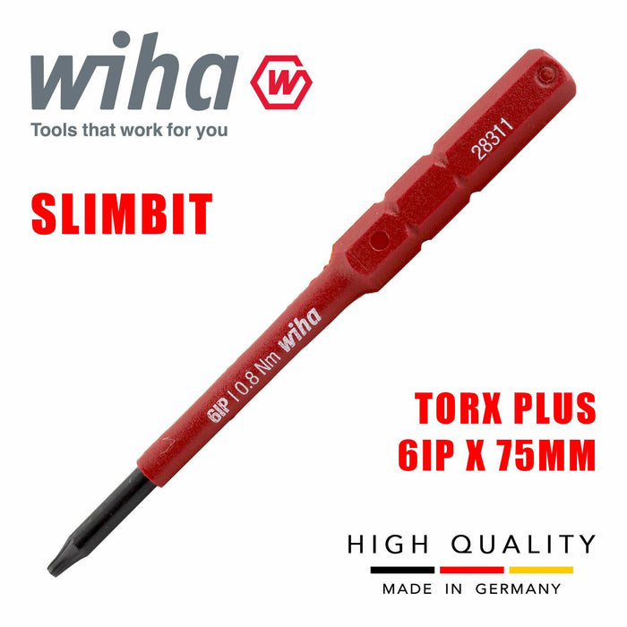 Wiha 43144 Slimbit Electrician VDE Torx Plus 6IP Screwdriver Insulated 1000 VAC