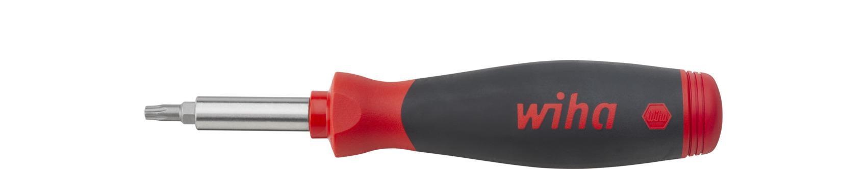 Red and black screwdriver with 'Wiha' branding on a white background