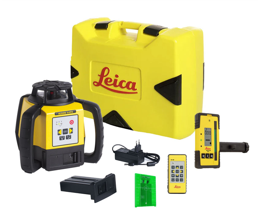 Leica Rugby 640G Green Laser Technology With Case, RE120G Remote, ( Li-ion ) And Smart Adapter