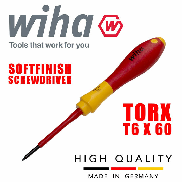 Wiha 03761 Torx Screwdriver T6 x 60mm VDE Electrician