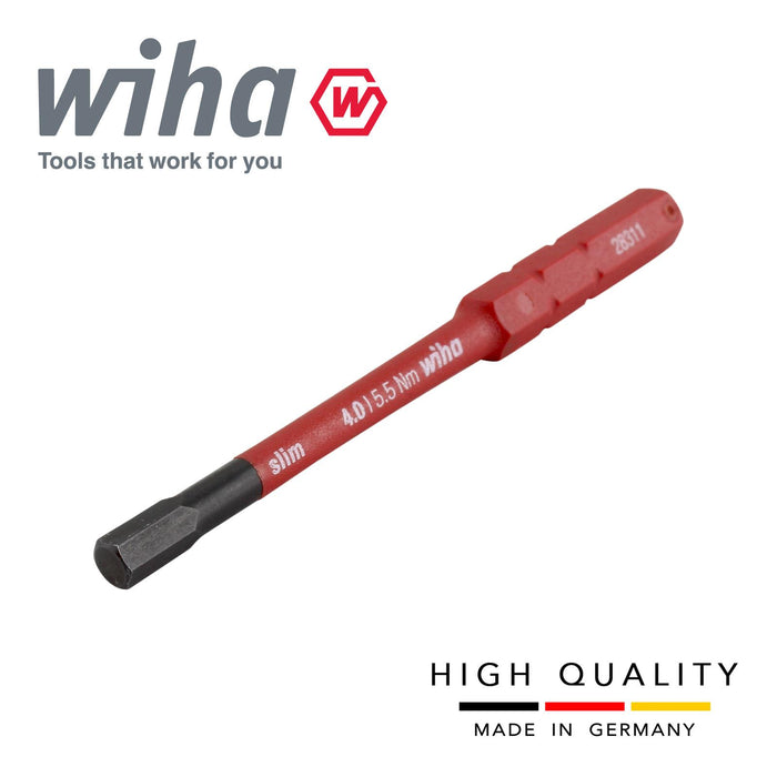 Wiha  37225 Slimbit Hex Screwdriver 4.0mm Hexagon Head 1000v VDE Electrician 75mm