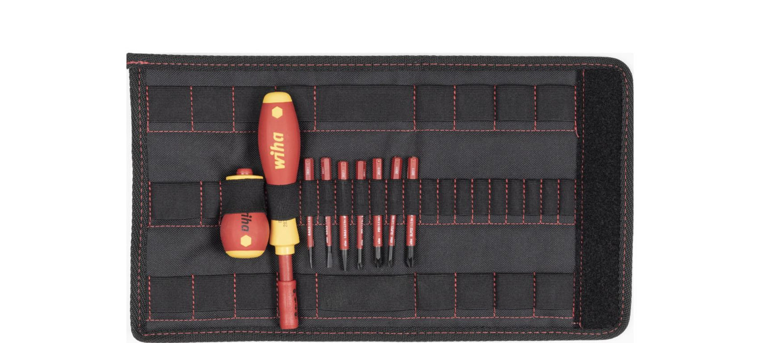 Wiha 41233 SlimBit Screwdriver SL/PZ 9pcs Folding Pouch VDE