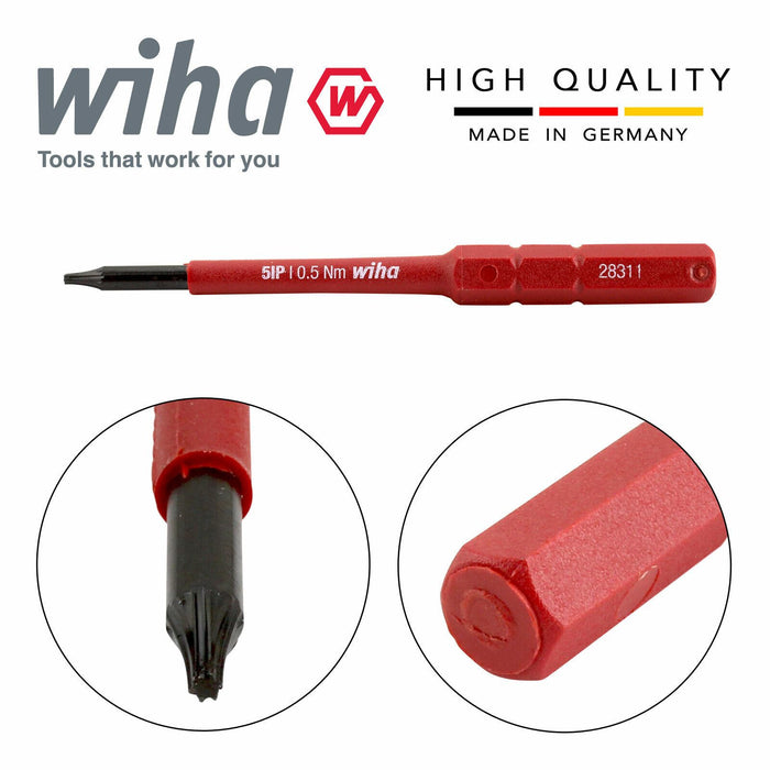 Wiha 43143 SlimBits Torx Plus Screwdriver 5IP Head 75mm 1000v VDE Electrician