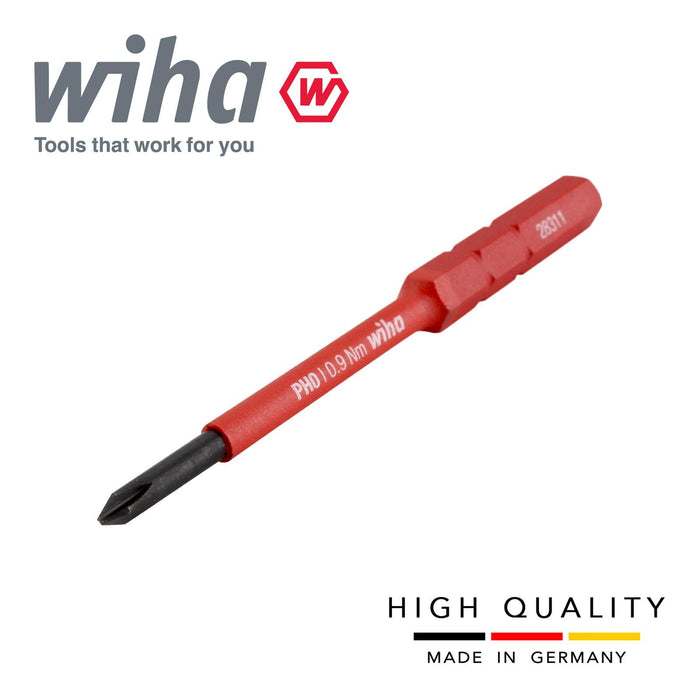 Wiha 43116 Slimbits Phillips Screwdriver Bit PH0 75mm 1000v VDE Electrician