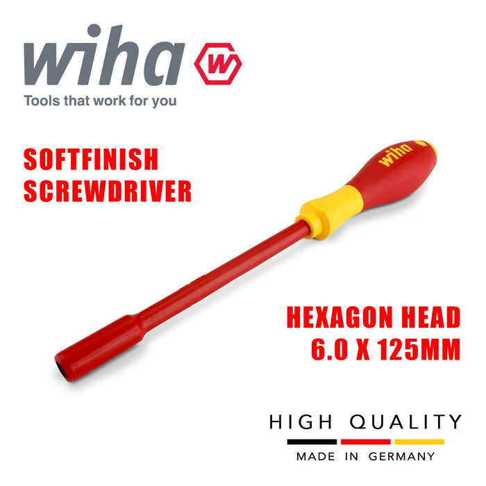 Wiha 00857 Hex Driver Screwdriver 6mm 125 mm VDE Electrician