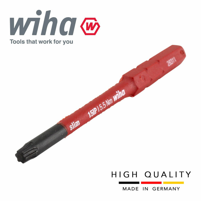 Wiha  43149 SlimBits Torx Plus Screwdriver 15IP Head 75mm  1000v VDE Electrician