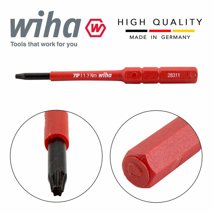 Wiha 43145 Slimbit Screwdriver SlimVario PZ SL PH Torx HEX 75mm 1000v VDE Electrician TorxPlus 7IP