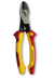 Pair of wire cutters with red and yellow handles on a white background