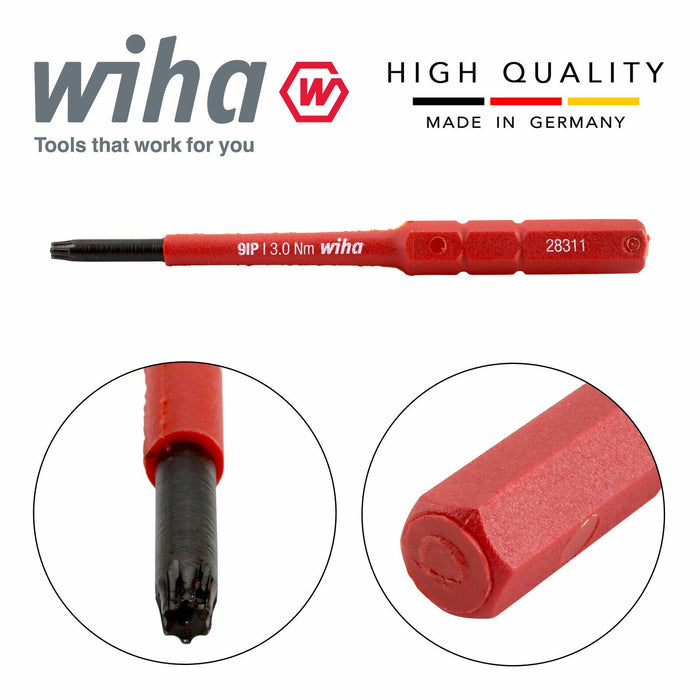 Wiha 43147 SlimBits Torx Plus Screwdriver 9IP Head 75mm 1000v VDE Electrician