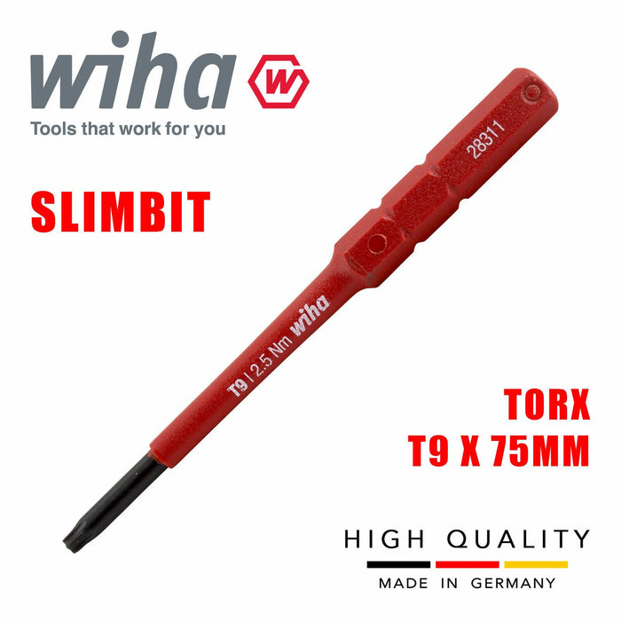 Wiha 41160 SlimBit Torx Screwdriver T9 SlimFit 1000v VDE Electrician Insulated