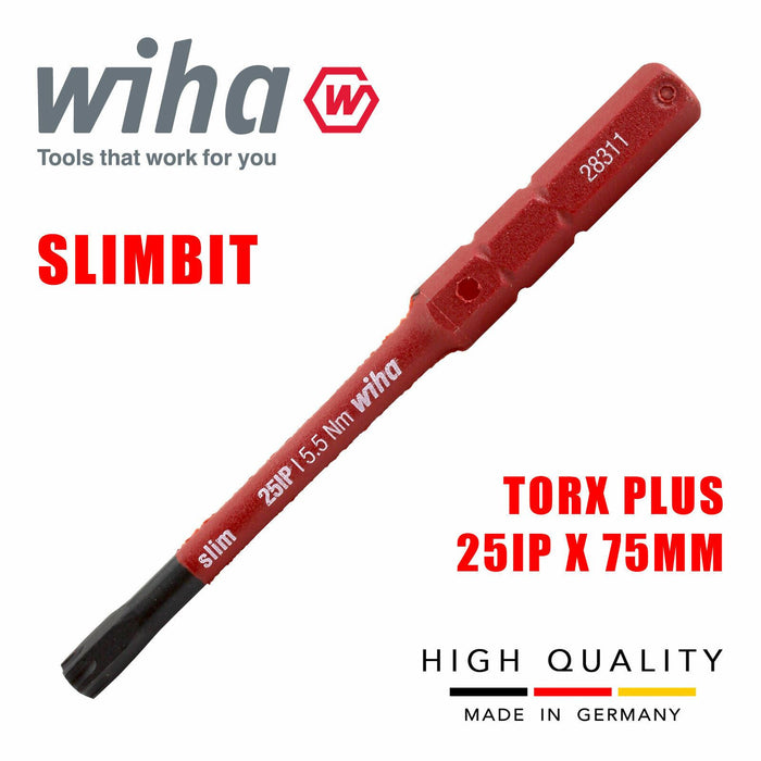 Wiha 43151 SlimBits Torx Plus Screwdriver 25IP Head 75mm 1000v VDE Electrician