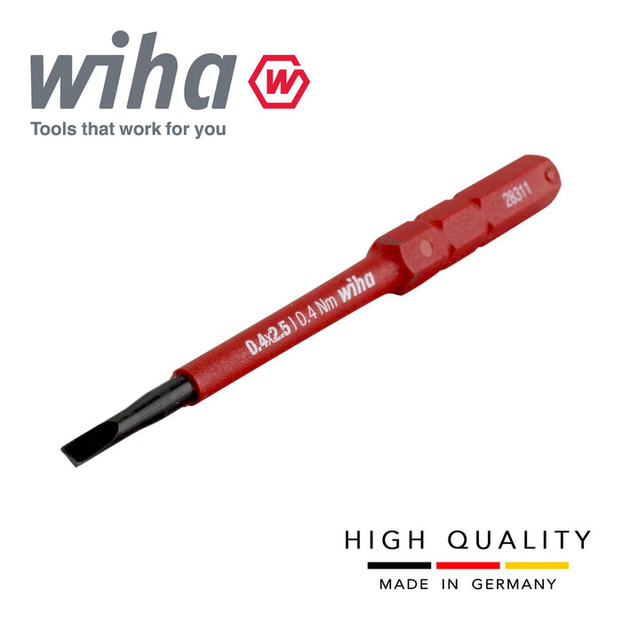 Wiha 34578 Slimbit Screwdriver Slotted 2.5mm Head 75mm 1000v VDE Electrician