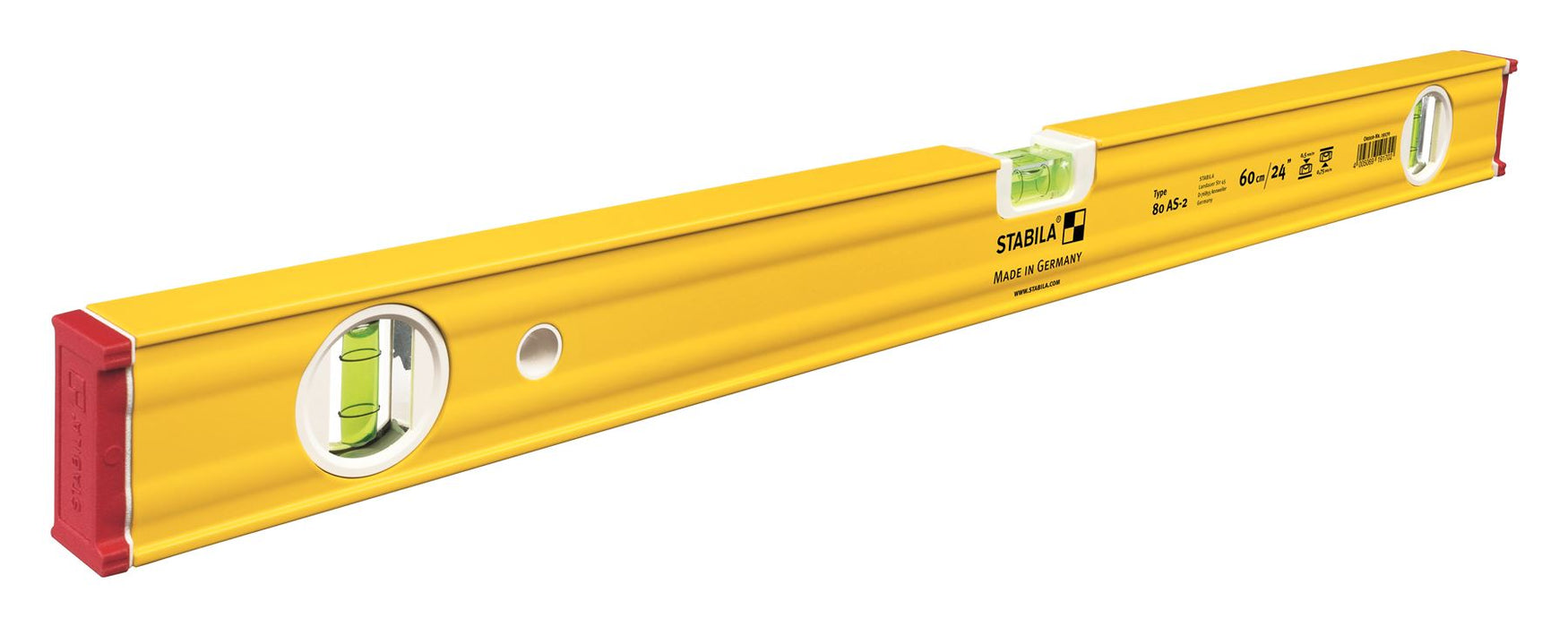 STABILA Spirit Level Anti Slip 24In 60cm Double Plumed  Level 80AS-2-60 19170