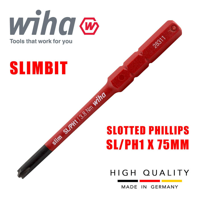 Wiha  34587 Slimbit Screwdriver Plusminus Phillips SL PH1 1000v VDE Electrician