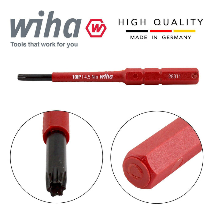 Wiha 43148 SlimBits Torx Plus Screwdriver 10IP Head 75mm 1000v VDE Electrician