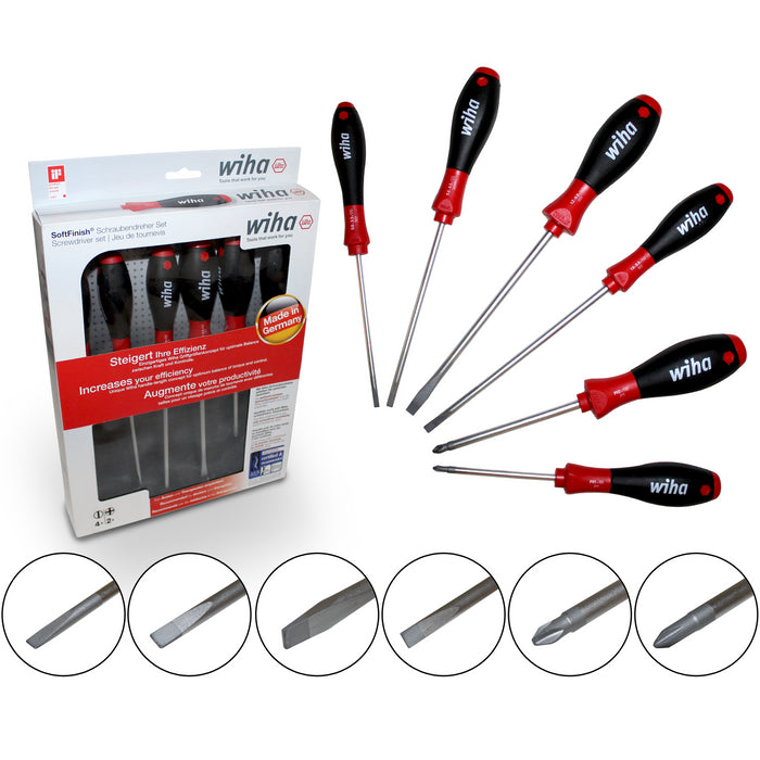 Wiha 07152 Slotted And Phillips Screwdriver 6pcs Set