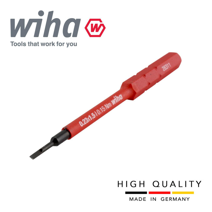 Wiha 43114 Slimbits Slotted Screwdriver 1.5mm Flat Head 1000v VDE Electrician