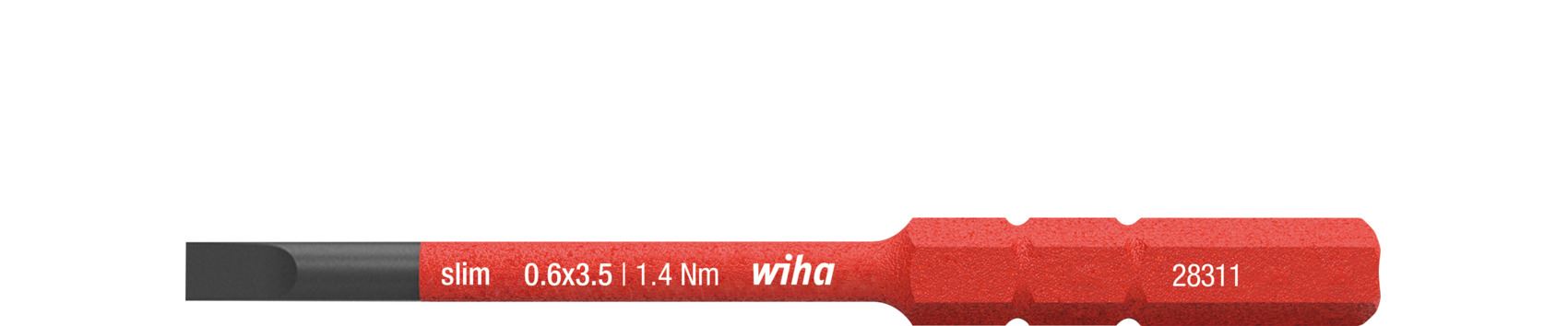 Wiha 41159 SlimBit Slotted Screwdriver 3.5mm Flat 75mm 1000v VDE Electrician