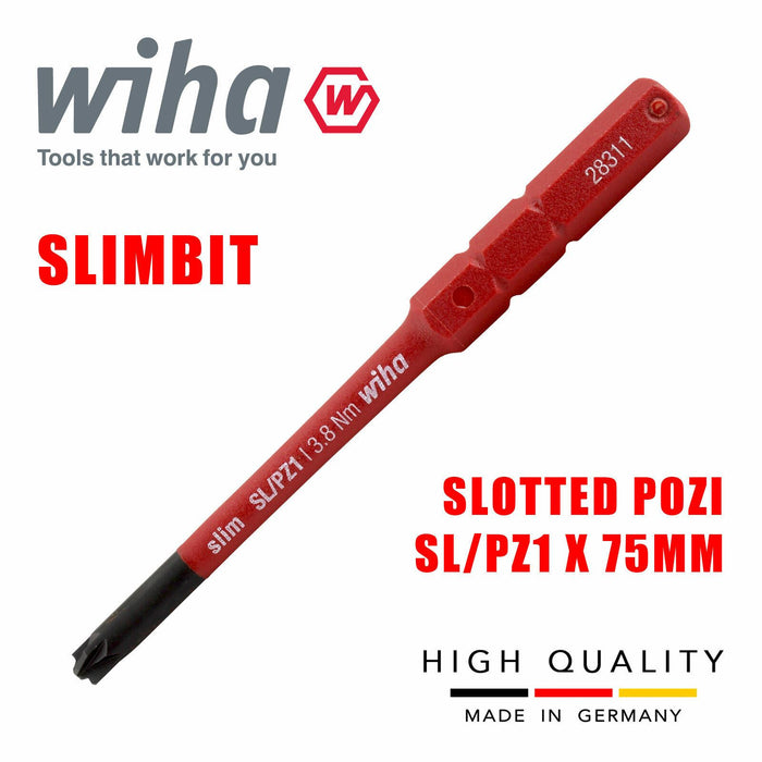 Wiha 34589 Slimbit Screwdriver Plusminus Pozidrive SL PZ1 1000v VDE Electrician