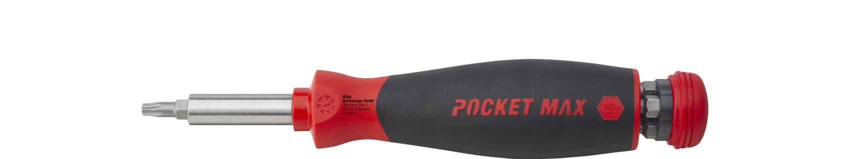 Screwdriver with 'Pocket Max' branding on a white background