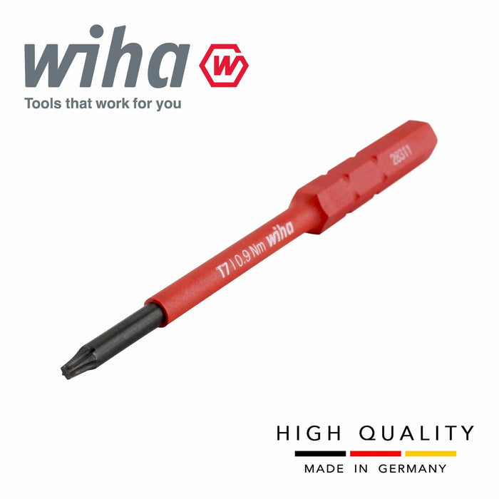 Wiha 43142 SlimBits Torx Screwdriver Bit T7 Head 1000v VDE Electrician 75mm