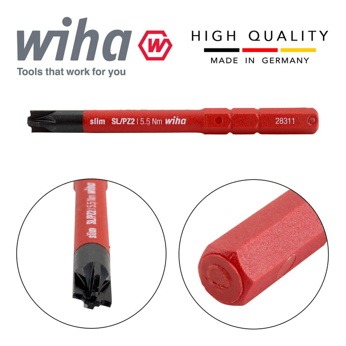 Wiha 34590 Slimbit Screwdriver Plusminus pozidrive SL PZ2 1000v VDE Electrician