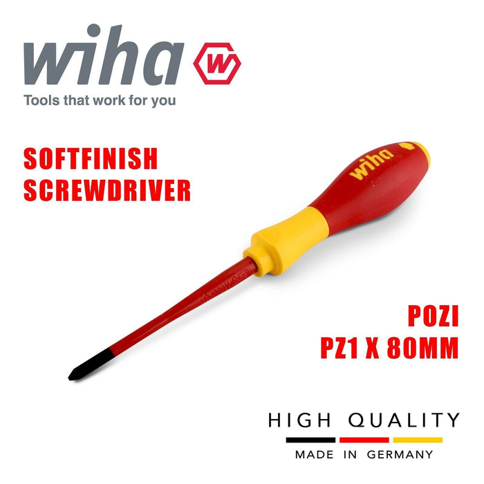 Wiha 35395 PZ1 Pozidriv SoftFinish Screwdriver SlimFix VDE