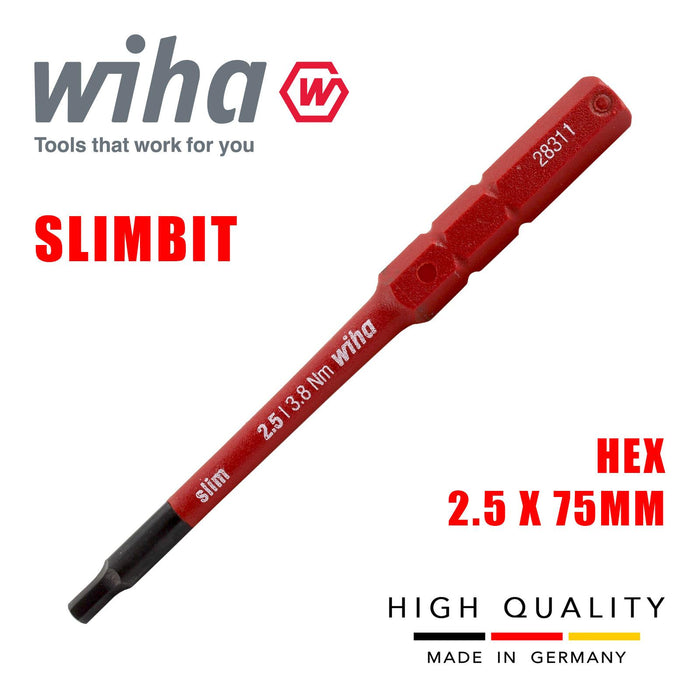 Wiha 37224 Slimbit Screwdriver SlimVario PZ SL PH Torx HEX 75mm 1000v VDE Electrician Hex 2.5mm