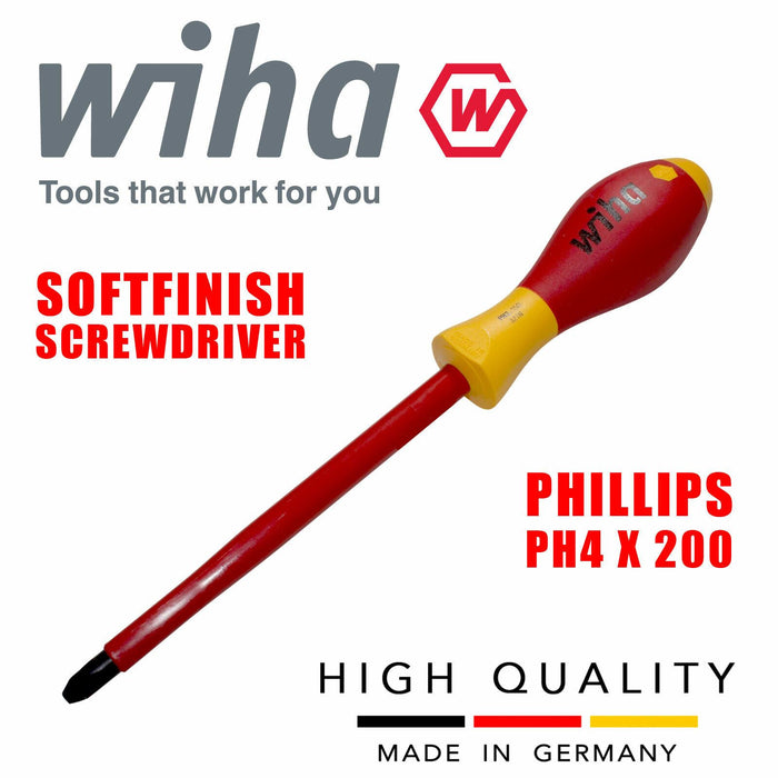 Wiha  00850 Phillips Screwdriver PH4 200mm VDE Electrician