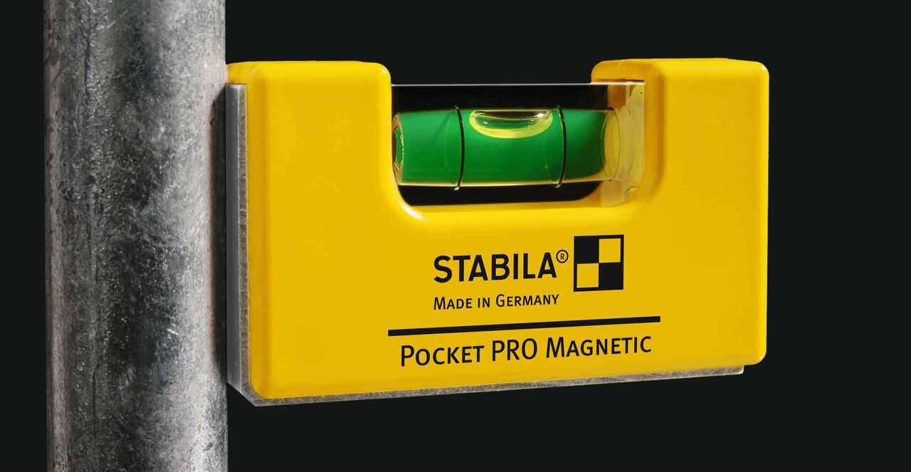 STABILA 17768 Pro Magnetic Pocket Spirit Level and Belt Clip Holder