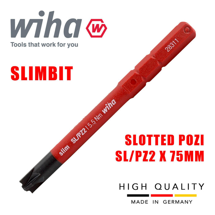 Wiha 34590 Slimbit Screwdriver Plusminus pozidrive SL PZ2 1000v VDE Electrician