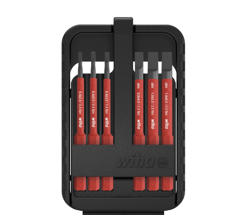 Wiha 43152 SlimBits Slotted Screwdriver Set 2.0 to 6.5 6pcs VDE