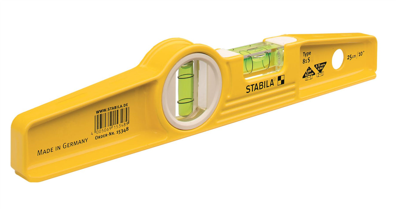 STABILA Spirit Level Torpedo 81S 10In 25cm 2 Vial Holder Sprite level 02501