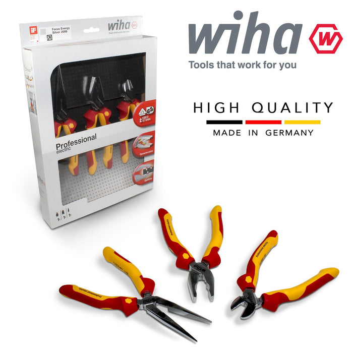 Wiha 26852 Plier Set 3pcs Set Needle Nose Pliers Diagonal Cutter VDE Electrician