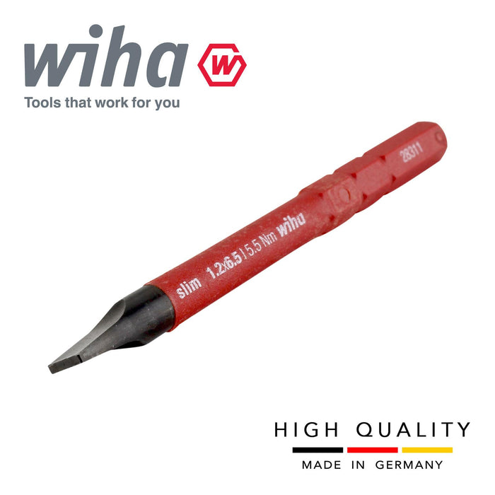 Wiha 34582 Slimbit Screwdriver Slotted 6.5mm Head 75mm 1000v VDE Electrician