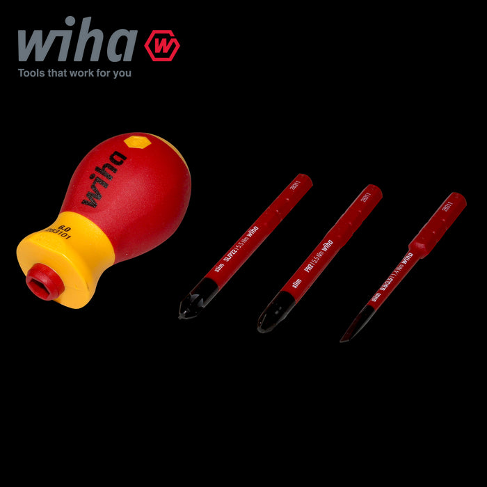 Wiha 41230 SlimBit Screwdriver PH/SL/SL-PZ With Holder VDE