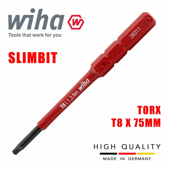 Wiha 35506 Slimbit Screwdriver SlimVario PZ SL PH Torx HEX 75mm 1000v VDE Electrician Torx T8