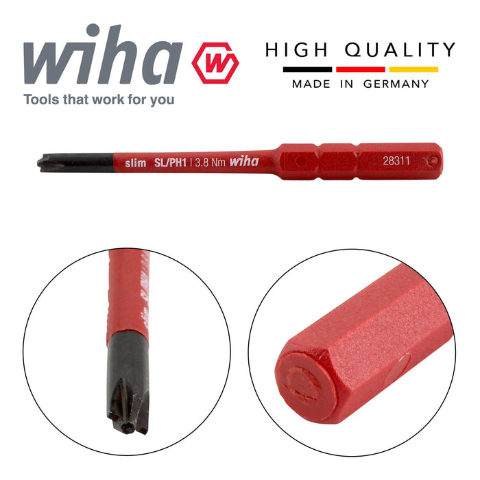 Wiha  34587 Slimbit Screwdriver Plusminus Phillips SL PH1 1000v VDE Electrician