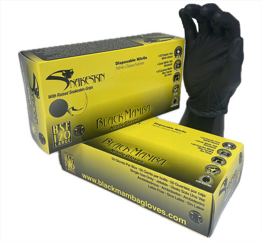 Blacka Mamba Black Snakeskin Nitrile Gloves Pack of 50's Size Medium