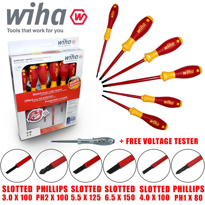 Wiha 00833 Phillips & Slotted Screwdriver Set 6pcs VDE Electrician