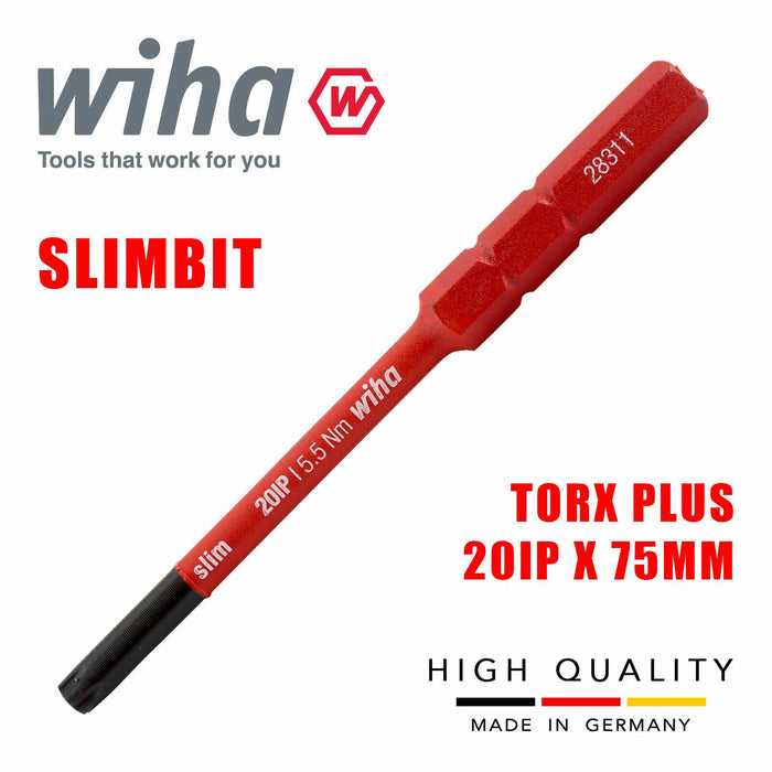 Wiha 43150 Slimbit Screwdriver SlimVario PZ SL PH Torx HEX 75mm 1000v VDE Electrician TorxPlus 20IP