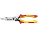 Pair of pliers with red and yellow handles on a white background